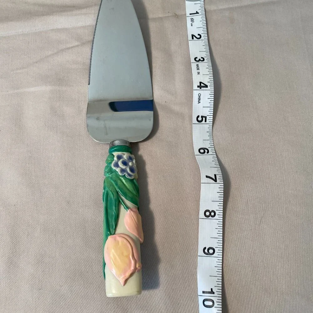 EUC Pflatzgraff Garden Party Pie Serving Utensil Pink Tulips‎ Stainless Steel